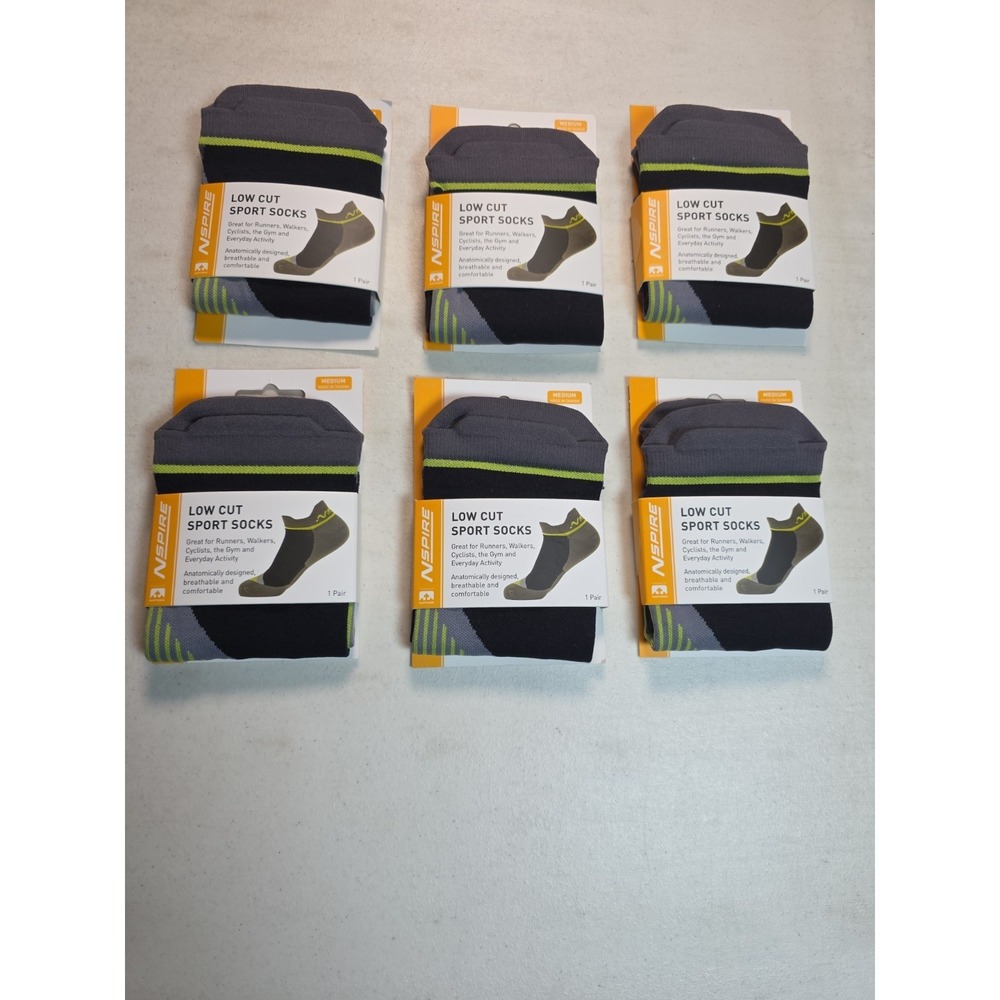 NSPIRE Low Cut Sport Socks (6 Pair) Medium Men's size 6-8.5 women's size 7-9.5